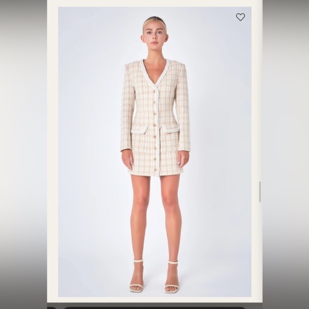 Anthropologie Endless Rose Tweed Plaid Dress NWT